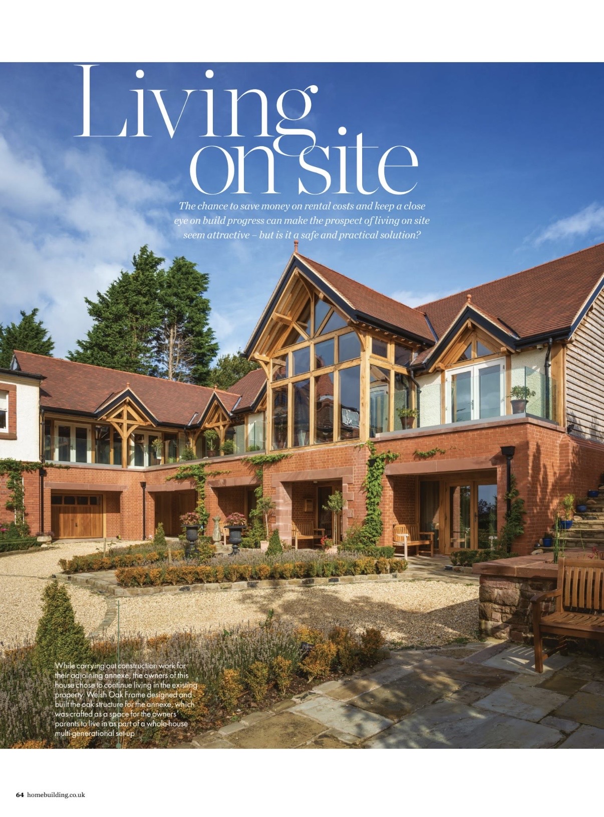 Opening spread of the Living on Site feature in Homebuilding and Renovating magazine